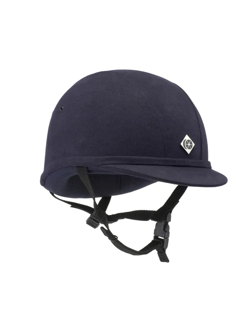 Charles Owen YR8 Suede Riding Hat Round Fit Navy/Navy